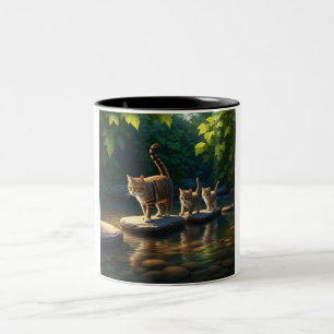 Caneca De Café Em Dois Tons Gato Aventurado Mãe Dois Toneladas