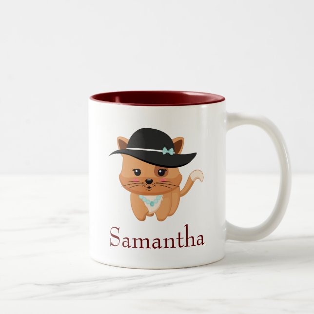 Caneca De Café Em Dois Tons Gato bonito (Direita)