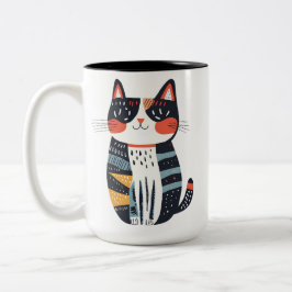 Caneca De Café Em Dois Tons Gato bonito com pelo macio e liso