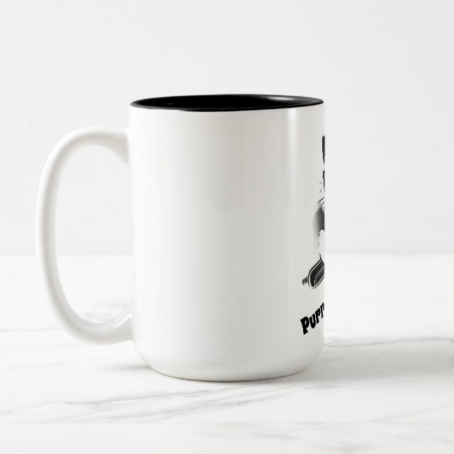 Caneca De Café Em Dois Tons Gato bonito com trombone (Esquerda)