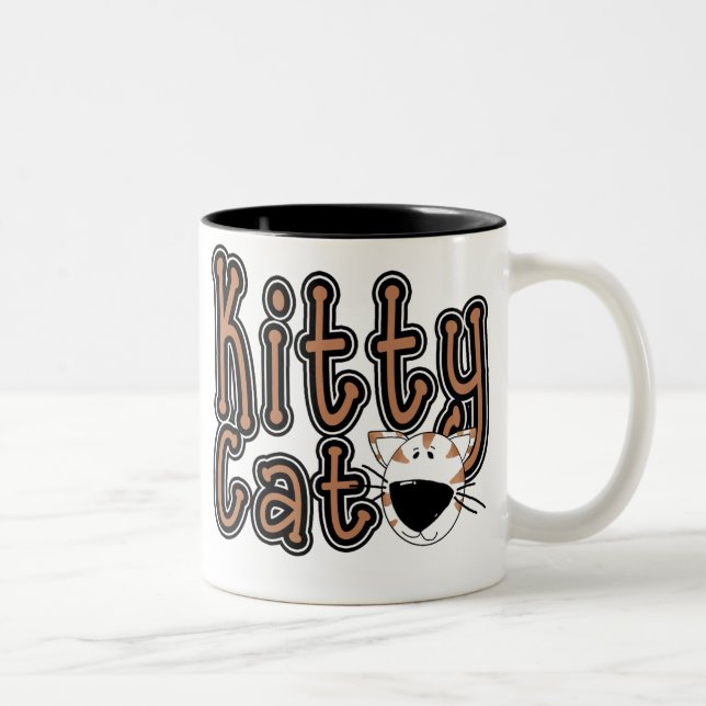 Caneca De Café Em Dois Tons Gato bonito do gatinho (Direita)