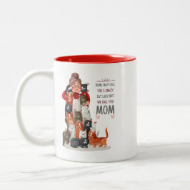 Caneca De Café Em Dois Tons Gato Bonito Personalizado Mãe Dama Louca De Gato