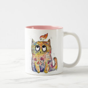 Caneca De Café Em Dois Tons Gato Branco Bonito Irritado