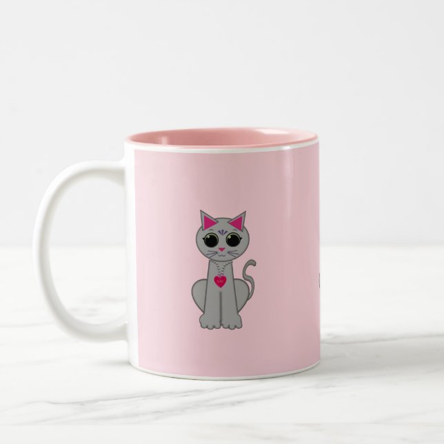 Caneca De Café Em Dois Tons Gato cinza fofo (Esquerda)