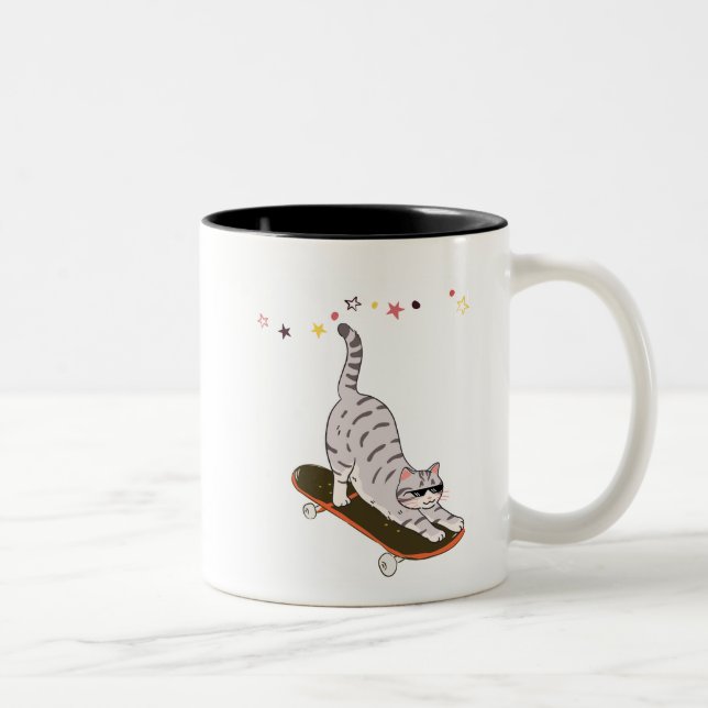 Caneca De Café Em Dois Tons Gato com a Prancha (Direita)