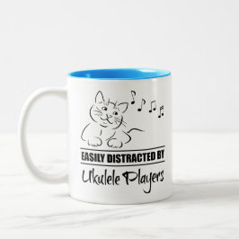 Caneca De Café Em Dois Tons Gato curioso confundido facilmente por jogadores