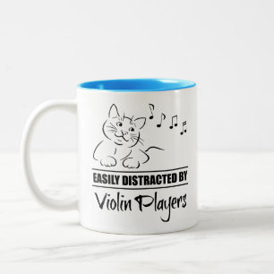 Caneca De Café Em Dois Tons Gato curioso confundido facilmente por jogadores