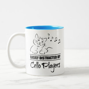 Caneca De Café Em Dois Tons Gato curioso facilmente distraído por jogadores Ce