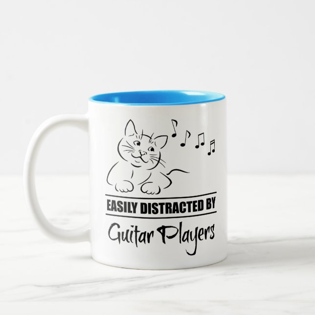 Caneca De Café Em Dois Tons Gato curioso facilmente distraído por jogadores de (Esquerda)