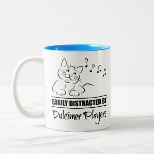 Caneca De Café Em Dois Tons Gato curioso facilmente distraído por jogadores Du