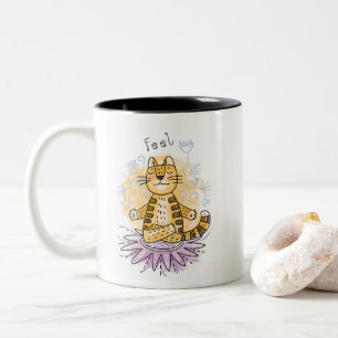 Caneca De Café Em Dois Tons Gato da ioga