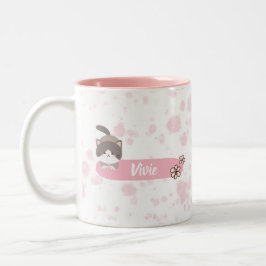 Caneca De Café Em Dois Tons Gato da Primavera Personalizado