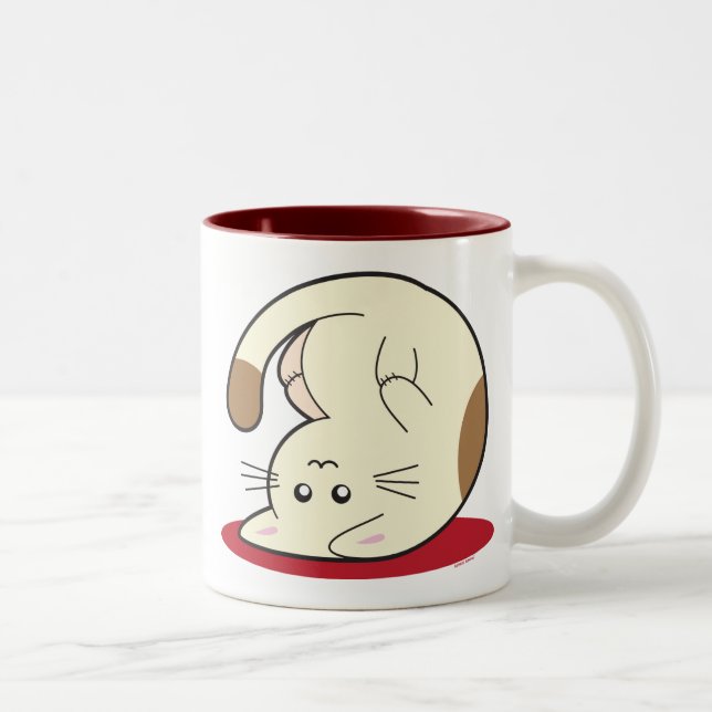 Caneca De Café Em Dois Tons Gato de cabeça para baixo (Direita)