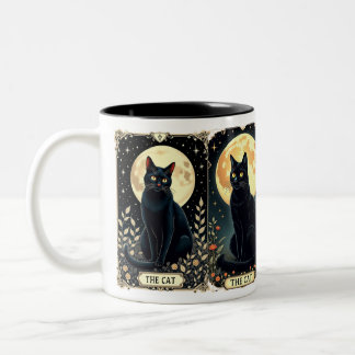 Caneca De Café Em Dois Tons Gato de Café de Gata Negra-Gato de Tarot de Gato