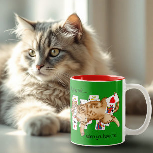 Caneca De Café Em Dois Tons Gato de Cartões de Jogo Solitários