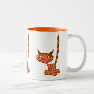 Caneca De Café Em Dois Tons Gato de Cartografia Laranja legal