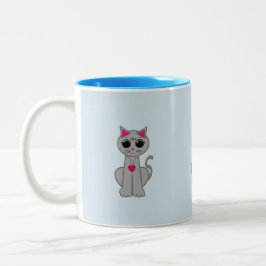 Caneca De Café Em Dois Tons Gato de cinza bonito