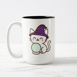 Caneca De Café Em Dois Tons Gato de Halloween de Kawaii - Mágico e Adorável Sp