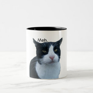 Caneca De Café Em Dois Tons Gato de "Meh"