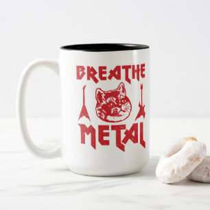 Caneca De Café Em Dois Tons Gato de Metal Pesado