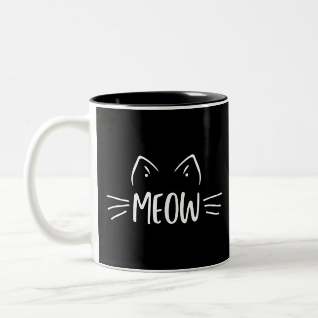 Caneca De Café Em Dois Tons Gato de Miau (Esquerda)