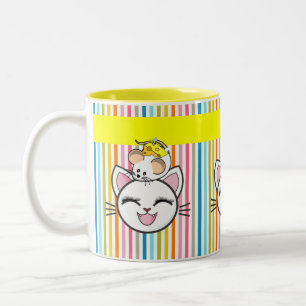 Caneca De Café Em Dois Tons Gato de Mouse Gato Stripe Mug