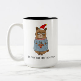 Caneca De Café Em Dois Tons Gato de Natal Sarcástico engraçado