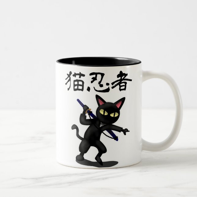Caneca De Café Em Dois Tons Gato de Ninja (Direita)
