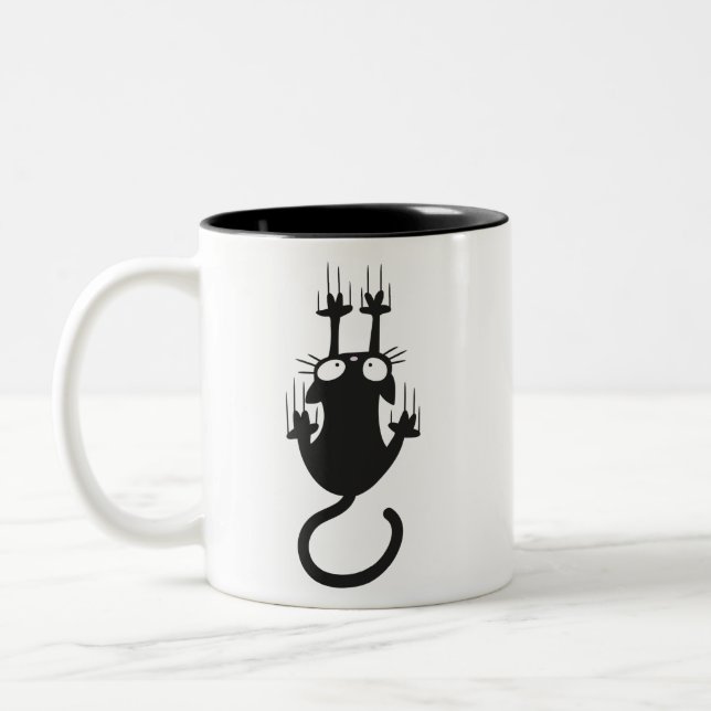 Caneca De Café Em Dois Tons Gato de queda (Esquerda)