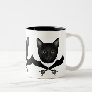 Caneca De Café Em Dois Tons Gato de Sinalizador Pirata