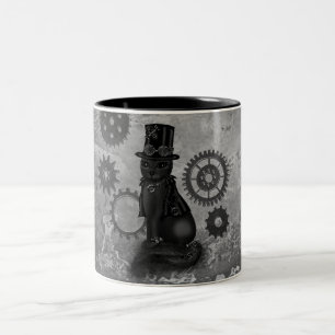 Caneca De Café Em Dois Tons Gato de Steampunk