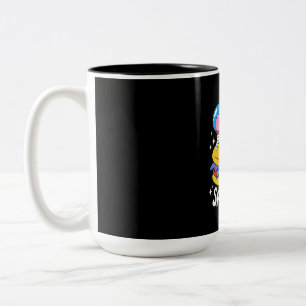 Caneca De Café Em Dois Tons Gato do Espaço Astronauta