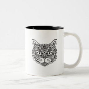 Caneca De Café Em Dois Tons Gato do estilo