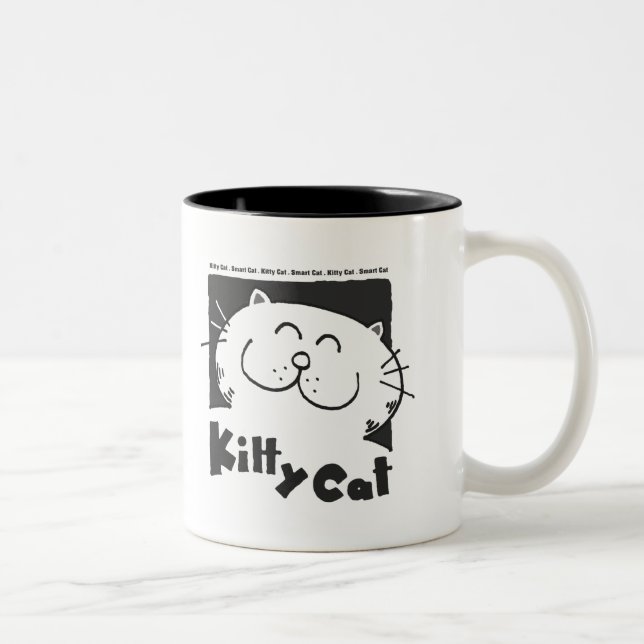 Caneca De Café Em Dois Tons Gato do gatinho - gato esperto (Direita)