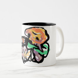 Caneca De Café Em Dois Tons Gato e flores divertido