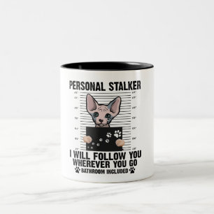 Caneca De Café Em Dois Tons Gato engraçado.