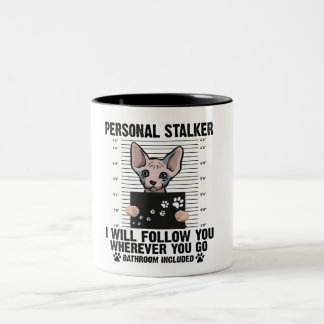 Caneca De Café Em Dois Tons Gato engraçado.