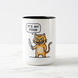 Caneca De Café Em Dois Tons Gato Engraçado com Faca