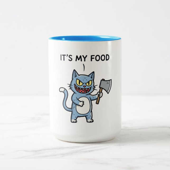 Caneca De Café Em Dois Tons Gato Engraçado com Machado (Centro)