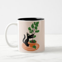 Gato engraçado figueira plantas em vaso Desenhado
