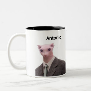 Caneca De Café Em Dois Tons gato engraçado meme antonio mug design