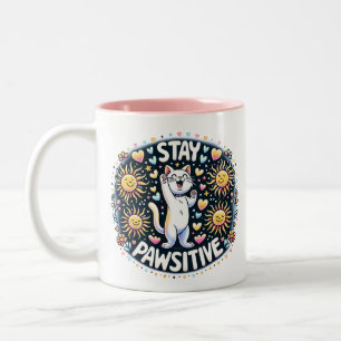 Caneca De Café Em Dois Tons Gato Estar Positivo