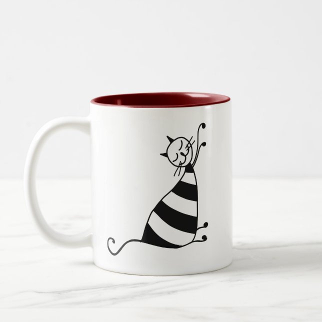 Caneca De Café Em Dois Tons Gato estendido - Mug (Esquerda)
