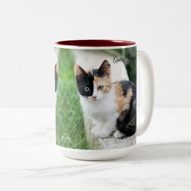 Caneca De Café Em Dois Tons Gato Fantasma da Ópera (Frente Esquerda)