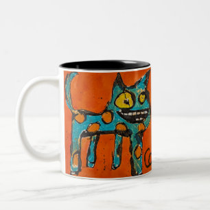 Caneca De Café Em Dois Tons Gato Feliz