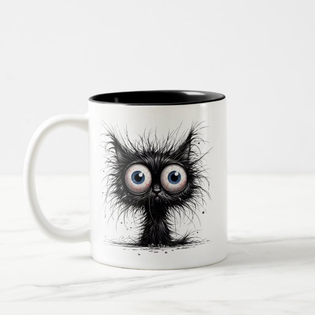 Caneca De Café Em Dois Tons Gato Frazzled (Esquerda)