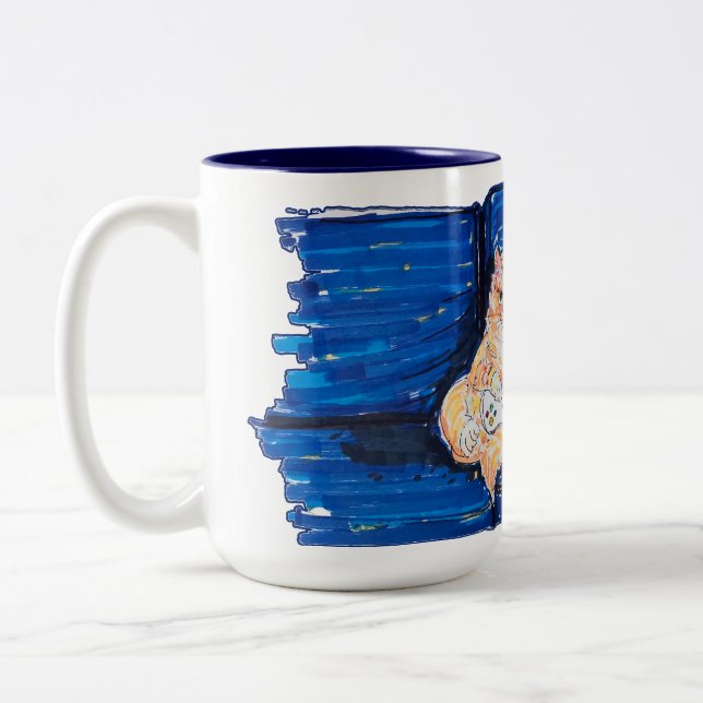 Caneca De Café Em Dois Tons Gato Gamer Ruivo (Esquerda)