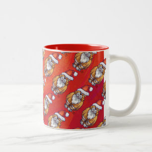 Caneca De Café Em Dois Tons Gato Gengibre Natal em Vermelho