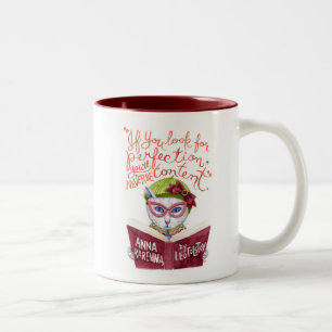Caneca De Café Em Dois Tons Gato inspirador da aguarela das citações de Léo