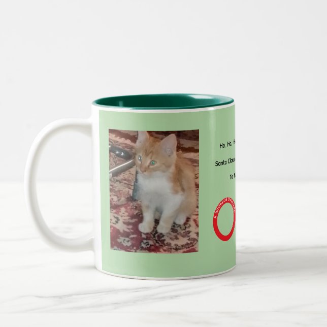 Caneca De Café Em Dois Tons Gato Laranja Natal Caprichoso  (Esquerda)